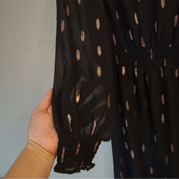 MSK Rich Black Chiffon V-neck Dress. Size PS - Picture 2 of 16